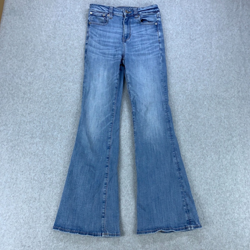 American Eagle Flare Jeans Womens 4 Blue Super Hi-Rise Next Level Stretch